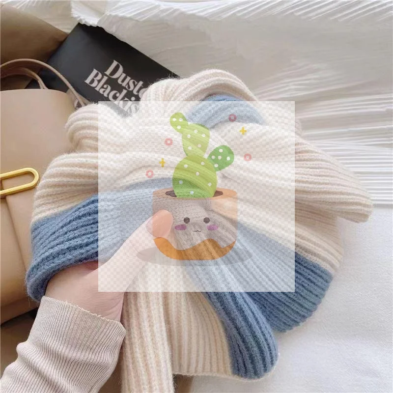 1 bufanda tejida de estilo coreano, pañuelo para la cabeza para mujer, bufanda tejida, bufanda de punto cálida multifuncional