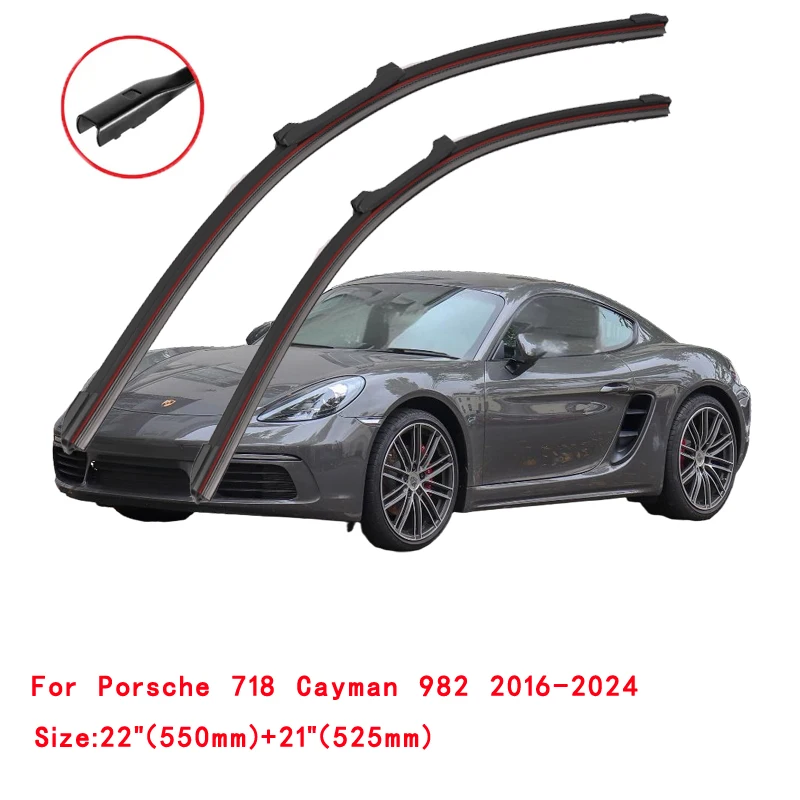 For Porsche 718 Boxster Cayman Spyder 982 Convertible Coupe 2016 2018 2019 2020 2021 2022 Double Rubber Windshield Wiper Blade