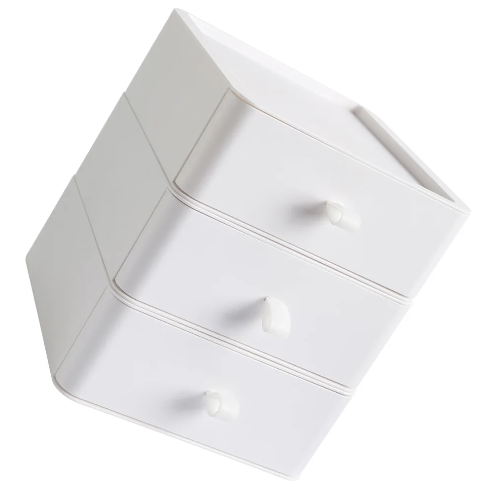 Work Desk Multi-layer Storage Box Creative Case Holder Stack Desktop Organizer Drawer Cabinet White Office