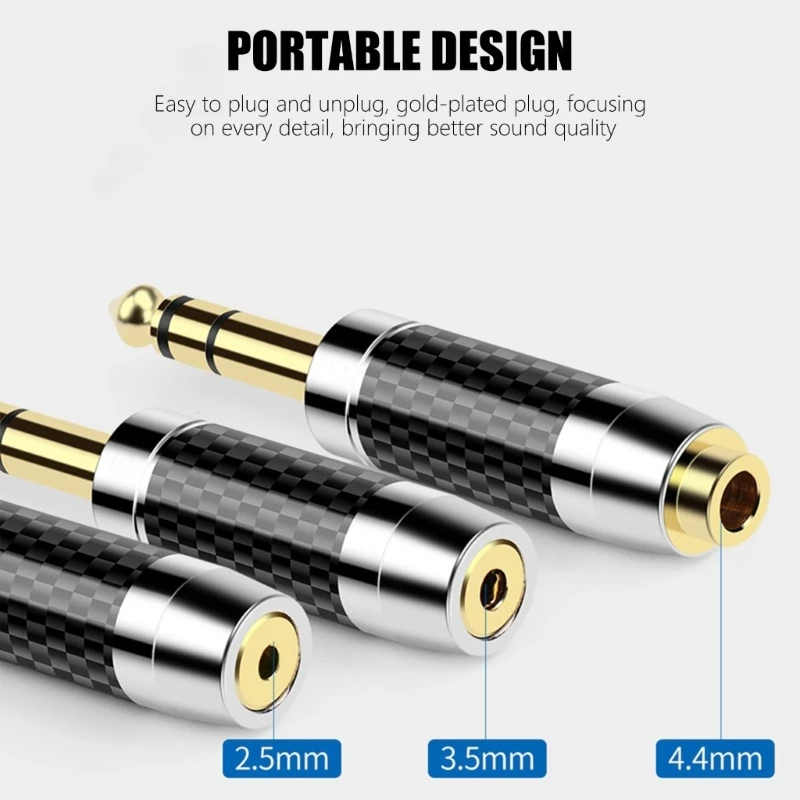 6.35mm to 2.5 3.5 4.4mm Stereo Sound Headphone Adapter, Gold Plated Connectors Converters for Microphones and Headphones 896C