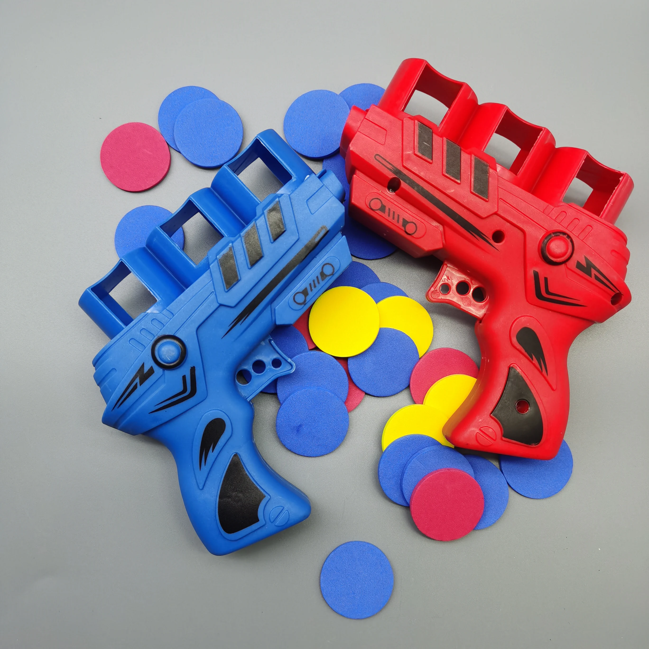 1PC Foam Flying Saucer Guns Ejection Disc Toy with 25 EVA Soft Bullets Toy Gun Kids Summer Outdoor Games Interactive Sport Toys