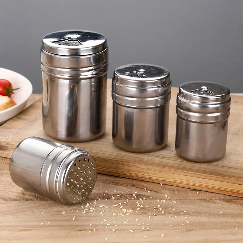 Stainless Steel Spice Shaker, Rotatable Lid Seasoning Container