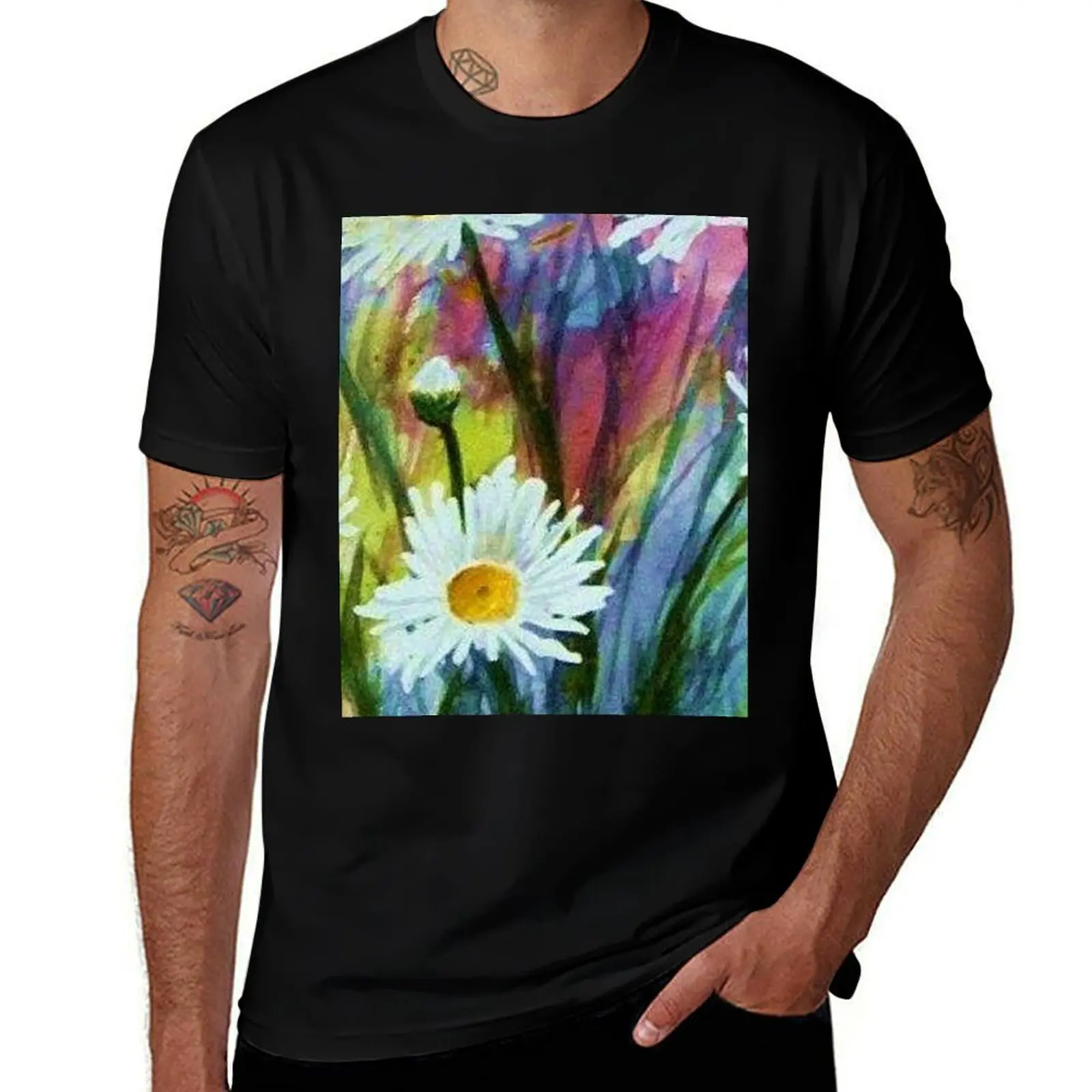 

White Daisy Party T-Shirt Soft Anti-Shrink Cotton Tee