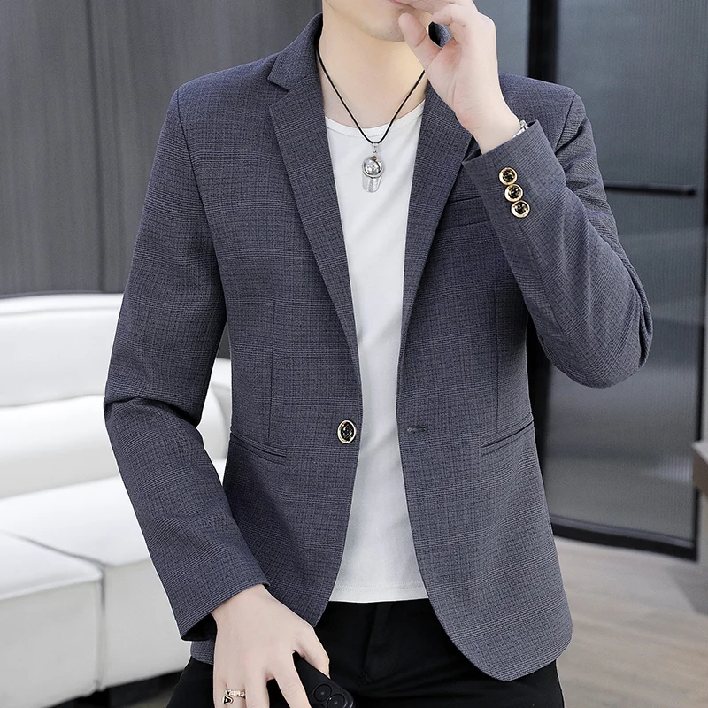 

Однотонный костюм нового фасона, приталенный топ в корейском стиле, повседневный однотонный костюм, модный весенне-осенний пиджак.