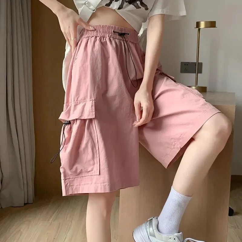 Fanan Cargo Shorts for Women Harajuku High Waist Baggy Y2K Hip Hop Shorts Woman Streetwear Trendy Big Pocket Bf Short Pants