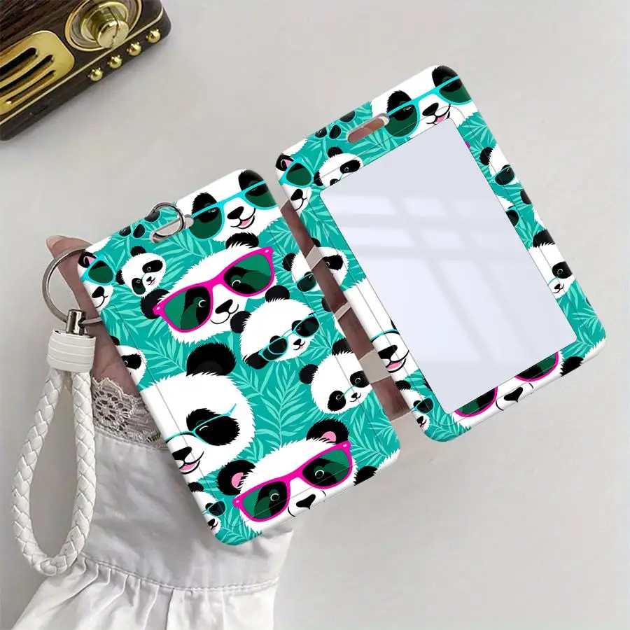 Cute Panda Cover Case 1Pc Card Holder Retractable Credit Card Holders Holders Child Bus with lanyard Badge Bank ID