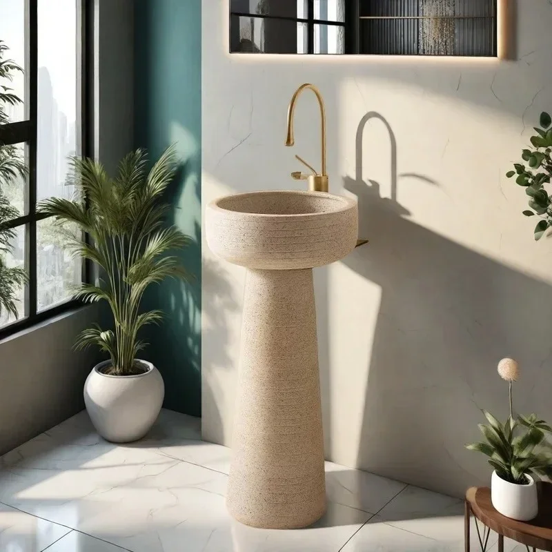 Modern Ceramic Bathroom Sinks Outdoor Wash Basin Garden Pedestal Washbasins Retro Floor Standing Garden Sink Outdoor Wash Basin