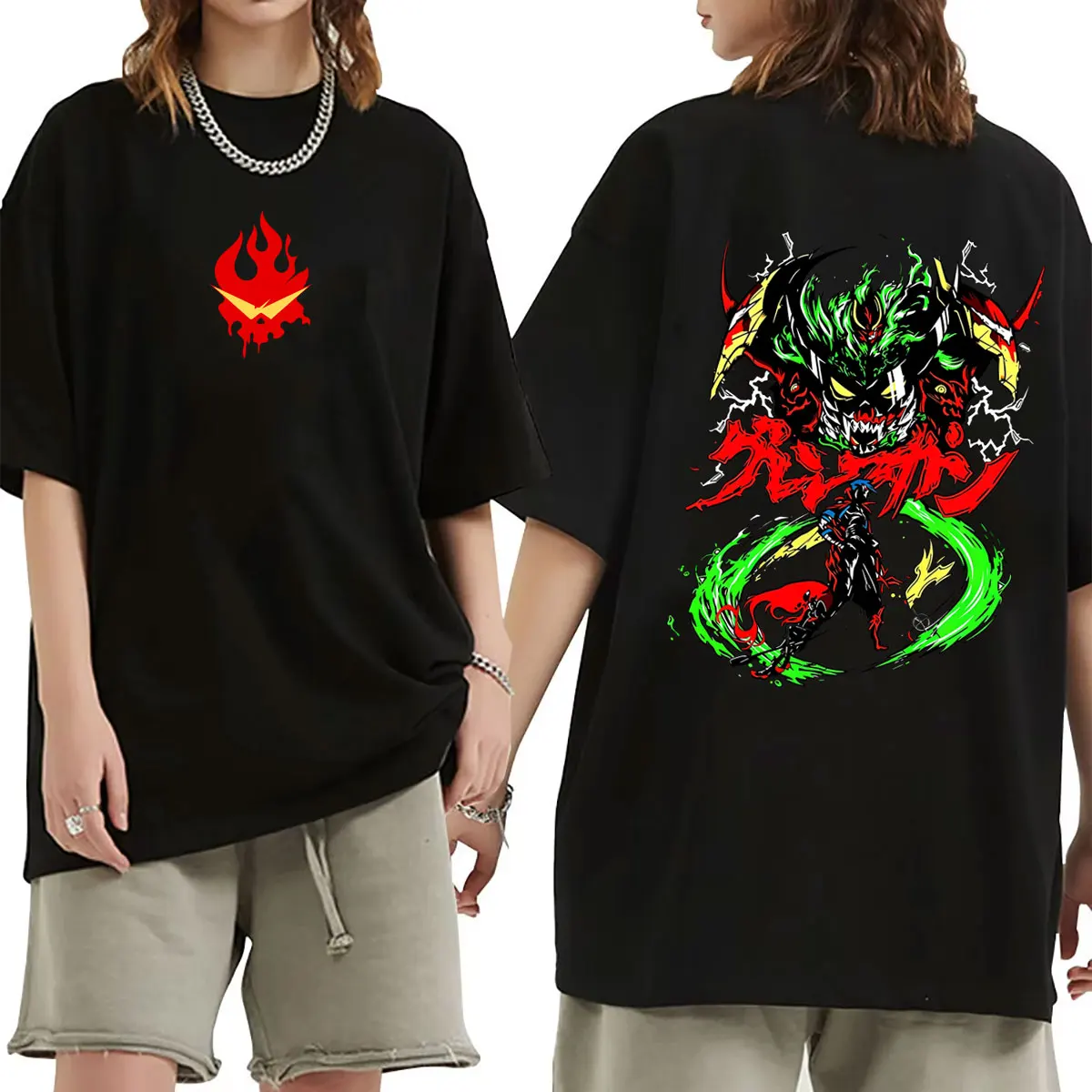 Anime Tengen Toppa Gurren Lagann Simon Merch T Shirts Men Women Manga Harajuku Streetwear Male Cosplay Oversized T-shirt Tops