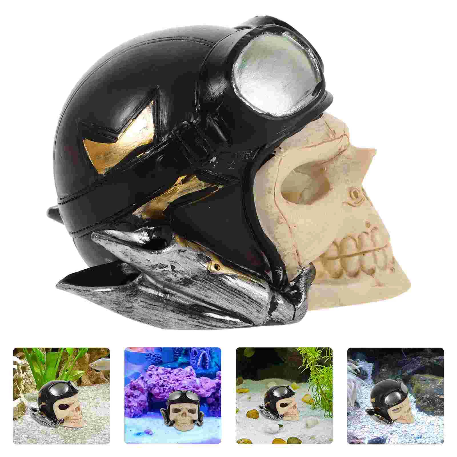 

Fish Tank Decoration Skull Figurine For Reptile Aquarium Ornament Resin Environmental