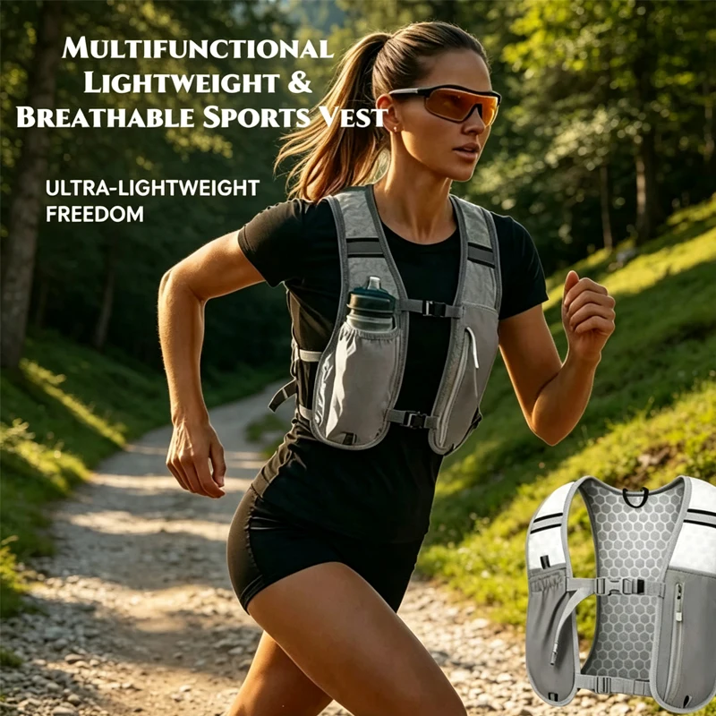 New Biking Running Storage Vest Backpack/* Lightweight Running* Vest Reflective Hydration Water Chest Pack Phone Storage Pocket