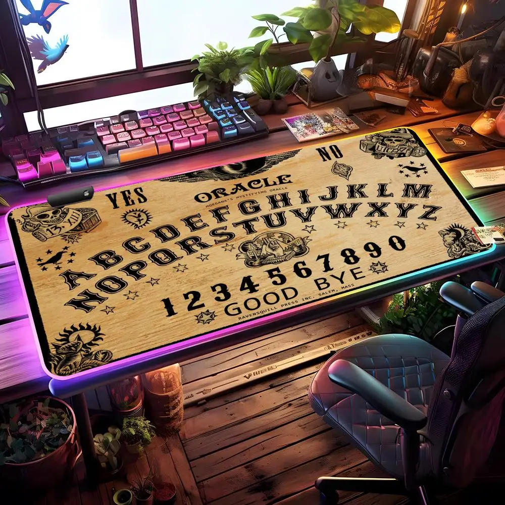 

Коврик для мыши Ouija Board RGB, игровой коврик для мыши, настольный коврик HD, большой игровой коврик с LED-подсветкой, XXL коврик для мыши