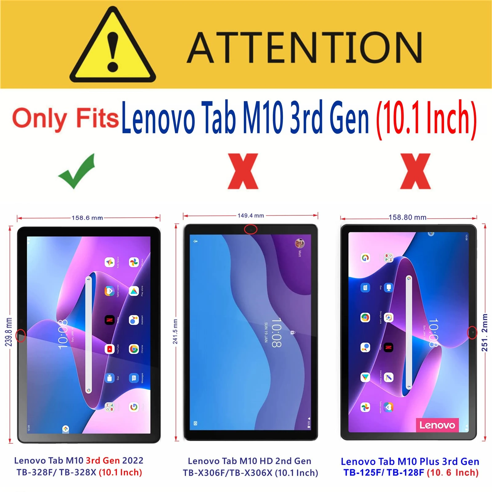 حافظة شفافة من مادة TPU لجهاز Lenovo Tab M10 (الجيل الثالث) مقاس 10.1 بوصة TB-328F/TB-328X غطاء لوحي رفيع وخفيف الوزن ومضاد للصدمات ومضاد للخدش