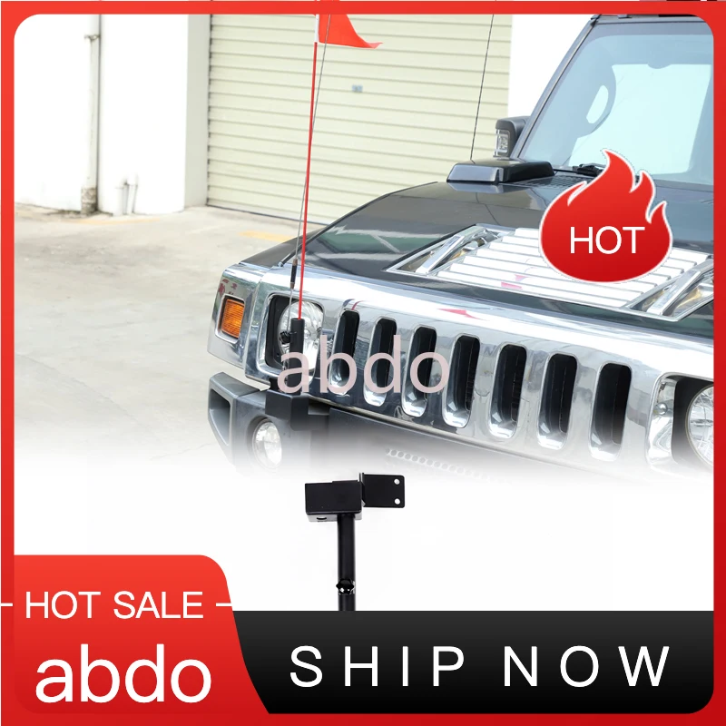 abdo Antenna Flag Pole Front Bumper Right Side Flagpole Holder For Hummer H2 2003-2009 Multi-Function Holder Bracket Accessories