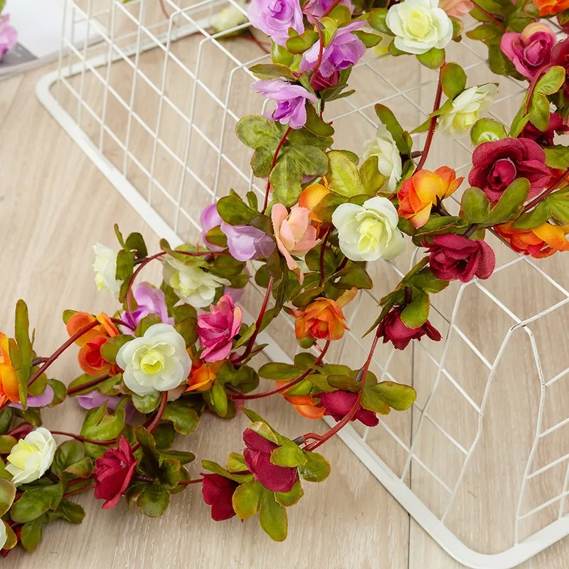 250CM Artificial Rose Flowers Vine for Wedding Decoration Home Room Decor Spring Autumn Garden Arch Rattan DIY Fake Plants Vine