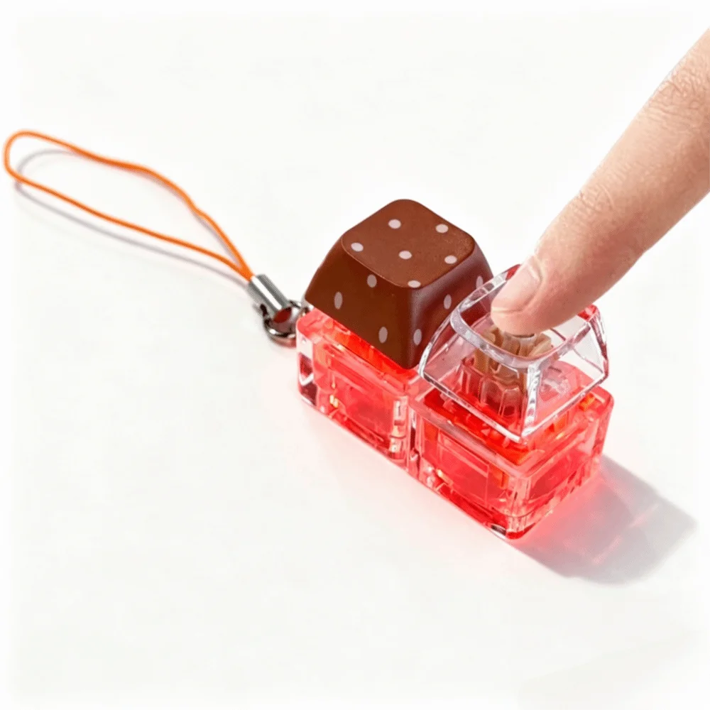 Dot Keycap Fidget Keychain Light Up Glowing Mechanical Keyboard Keycaps Keyring 2-Key Push Button Finger Button Press Keychain