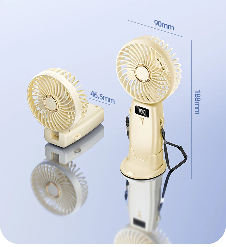 2025 De nieuwe draagbare ventilator kan de nek ophangen voor 10 uur zomer USB-opladen Miniventilator Vijf snelheden Wind Led-display Kantoorventilatoren