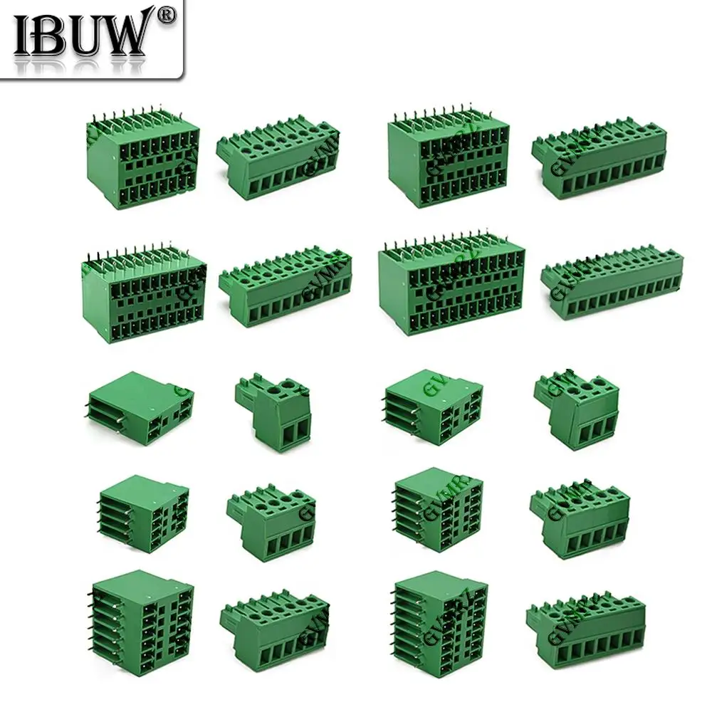 5Set 3.81mm 15EDG KF15EDGRH 3.81mm 2x2~2X12 pin Double row pluggable terminal block PCB welding plate Plug + Pin Socket 15EDG