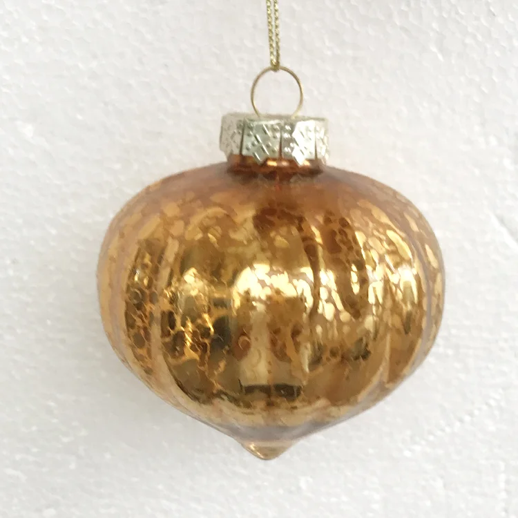 Glass ball Christmas tree decoration creative pendant Tiktok 8cm stripe antique onion