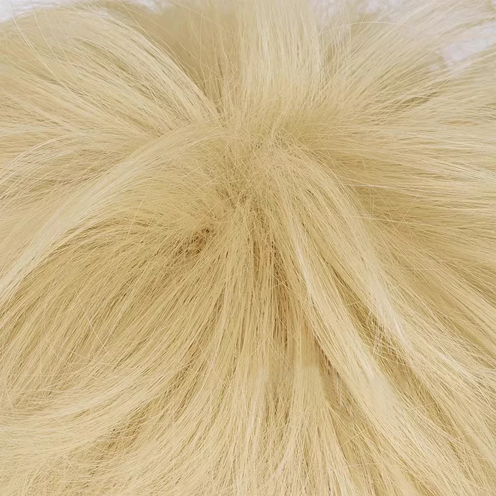 RANYU Anime Wig Synthetic Short Curly Blonde Yellow Cosplay Hair Heat Resistant Wig for Party