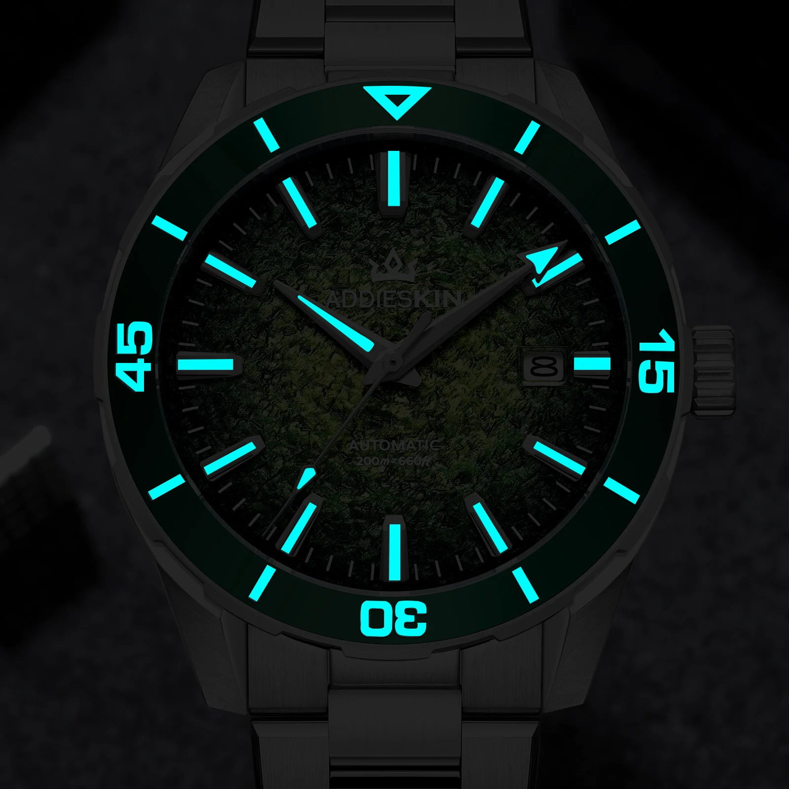 AddiesKin Men's Diver Watches 40mm Dial Sapphire Ceramic Bezel Waterproof 200M Stainless Steel Miyota9015 Dress Mechanical Watch
