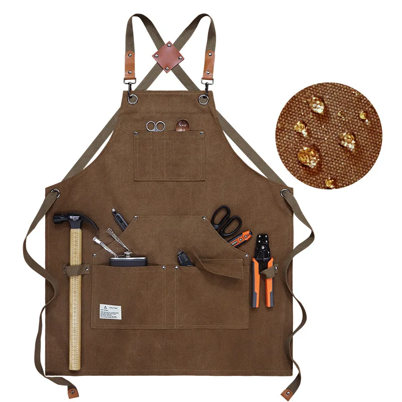 

Waterproof Thick Canvas Multi-Pocket Apron for Craftsmen Gardeners Outdoor Camping Barbecue Auto Mechanics Tool Apron
