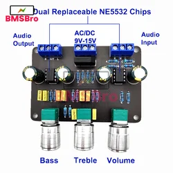 Dual NE5532 Tone Stereo Preamplifier Board Audio HiFi Amprifier Equalizer Preamp Treble Bass Tone Control Pre Amplifier