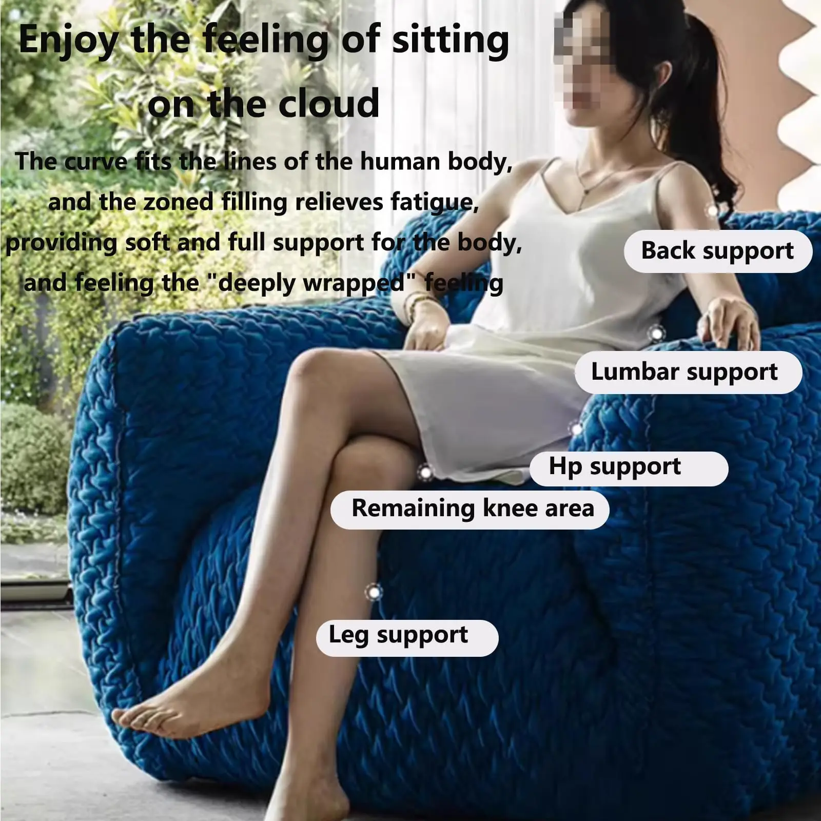 كرسي بين باج مبطن ثلاثي الأبعاد للبالغين، أريكة كسولة مريحة مع مساند للذراعين، كرسي أرضي من القماش العملاق لغرفة المعيشة أو غرفة النوم #2