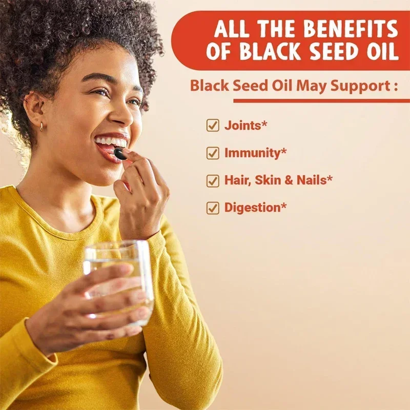 Black Seed Oil Capsules - Support Overall Health, Immune System Support, Joint Support, Non-GMO, Gluten-Free