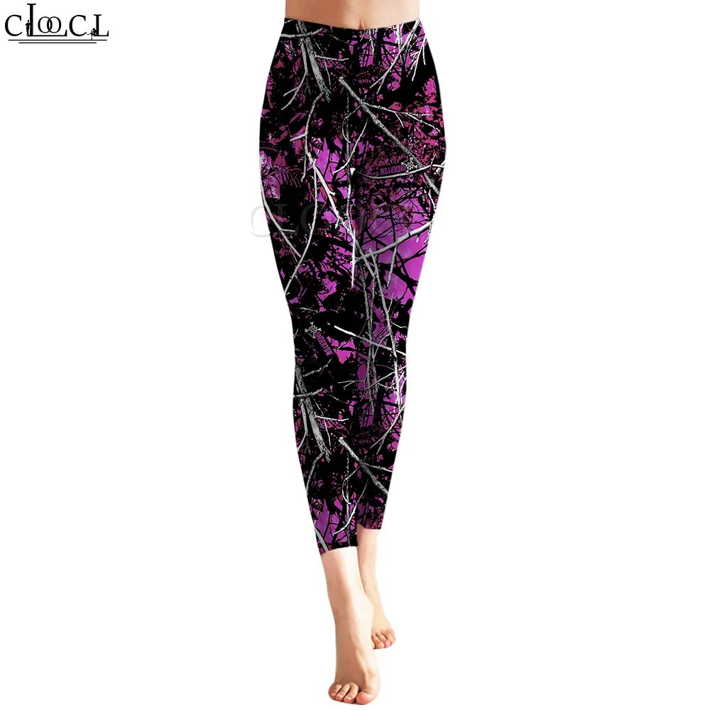 CLOOCL-mallas deportivas para mujer, pantalones de realce para trotar, Yoga, gimnasio, cintura alta, moda 3D, psicodélico, caza, estampado de bosque