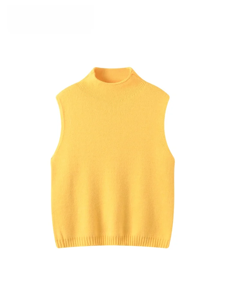 

Cara CLUB plus Size Svel High Collar Knitted Vest Women Early Spring New Sle Fat Sister Anti Aging Slimming Top Trendy