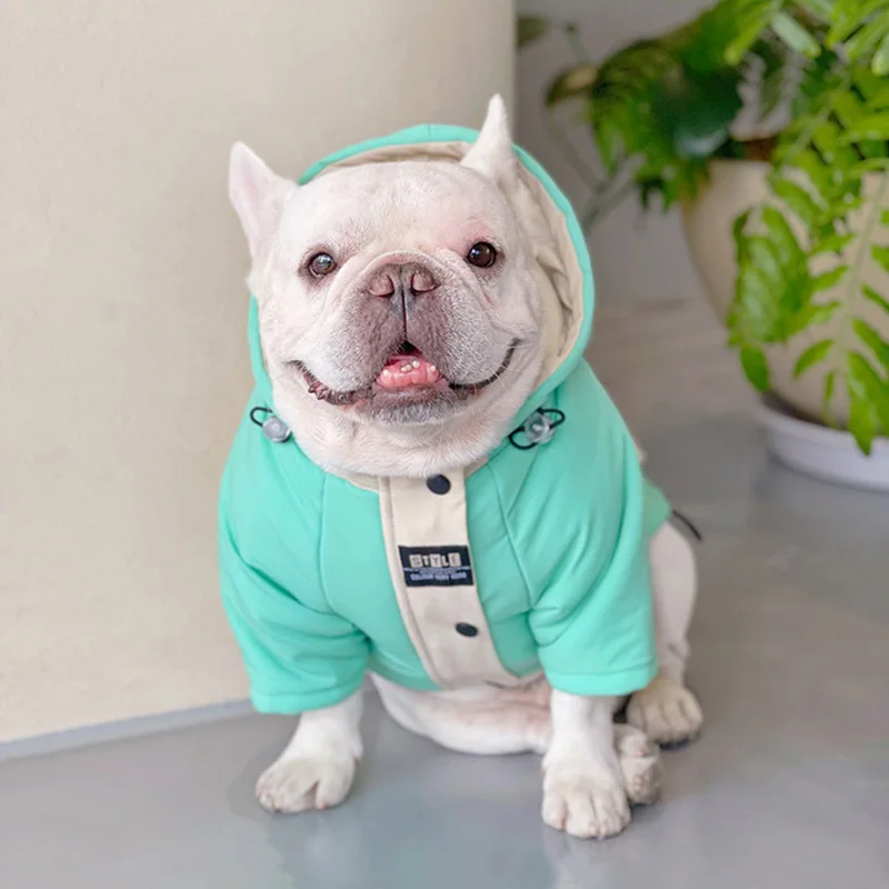 Winter Dog Clothes Pet Cotton Coat French Bulldog Schnauzer Small Medium Dog Jacket Thickened Hibernation Pajamas Puppy Hoodie