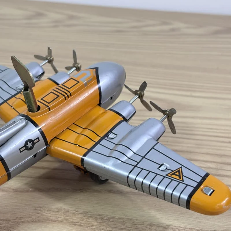 [Zabawna] Kolekcja dla dorosłych Retro Wind up zabawka Metalowa puszka latająca twierdza bomber Śmigło samolotu Zegarowy model zabawki vintage zabawka prezent