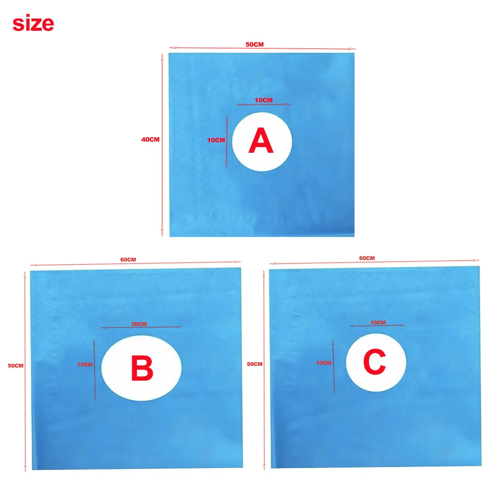 50pcs Disposable Dental Drapes Nonwoven Sterile Surgical Hole Cover Sheet Blue Dental Towel Individual Pack for Clinic