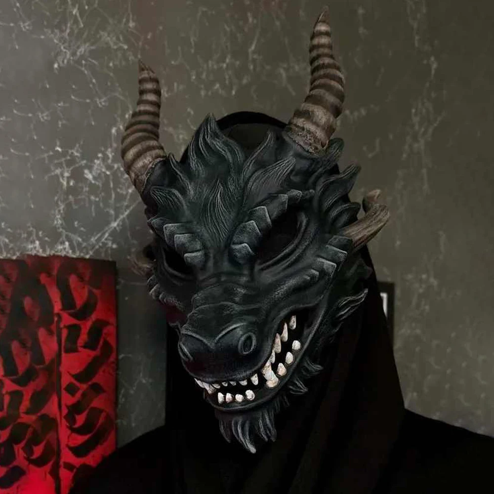 Dragon Head Mask Cosplay Animal Monster Demon Horror Latex Helmet