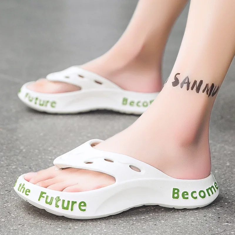 

Hot Sale Men Letter Print Flip Flops Casual Beach Non-slip Slippers