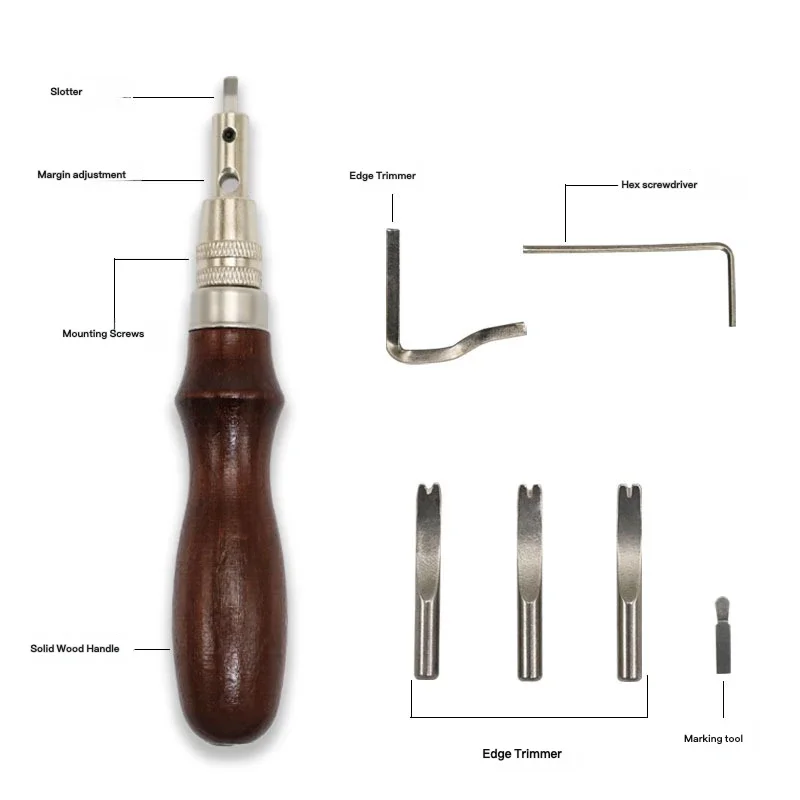 7-In-1 Multifunctional Leather Working Tool - Groover, Edge Creaser, Edge Beveler & Edge Marker