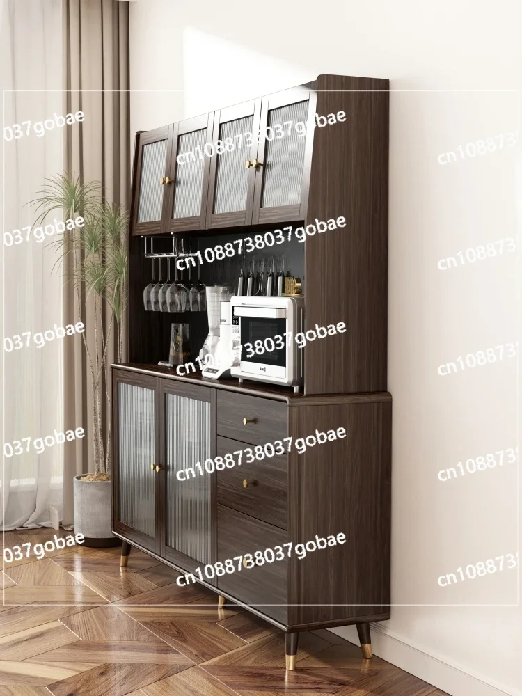 YY Nordic Minimalist with Wire-Wrap Board Modern Sideboard Cabinet Black Walnut Wooden Cabinet