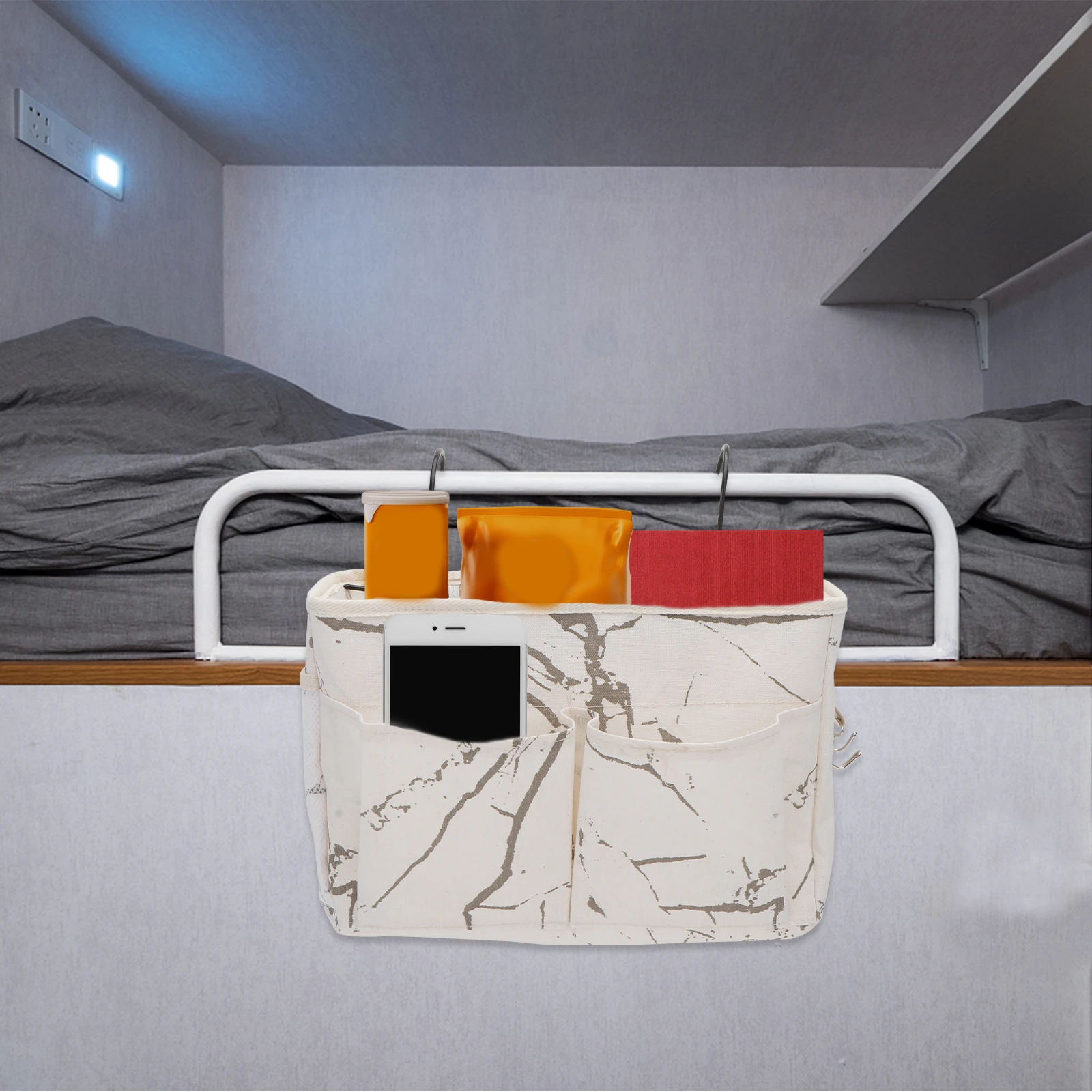 

1pc Creative Fabric Storage Bag Multi-grid Hanging Organizer Bedroom Dorm Bedside Pocket Cotton Cloth Large Capacity Shoe Rack