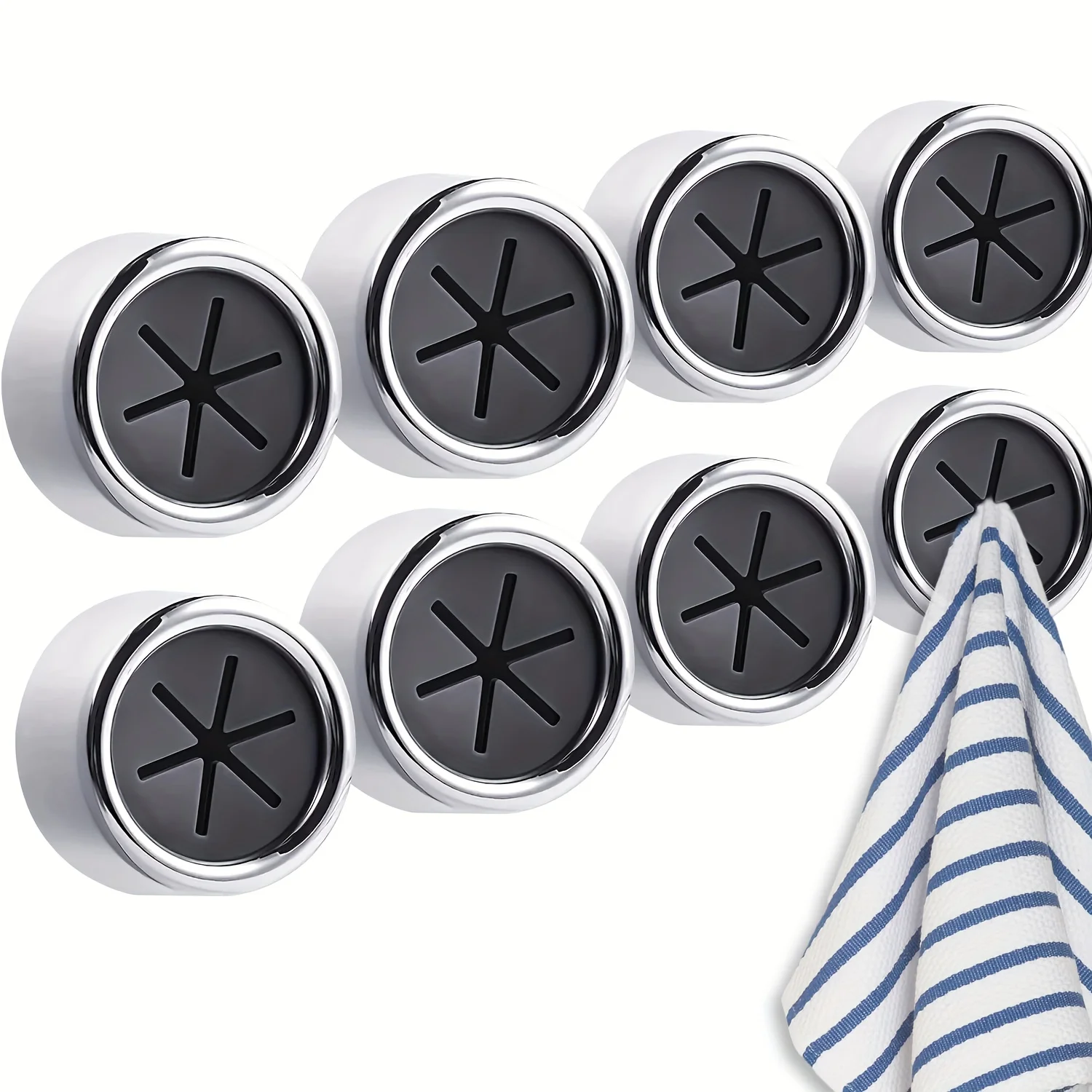 1/3/6pcs Kitchen Towel Hooks Round Adhesive Dish Towel Hook Easy Installation Wall Mount Hand Towel Hook Holders image 3