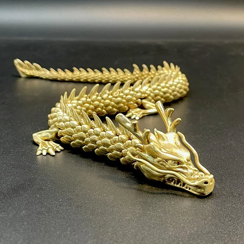 ABKO-2PCS dragão dourado com articulações móveis, estatuetas colecionáveis de dragão do zodíaco chinês, ornamento de decoração de mesa, estátua de dragão 3d