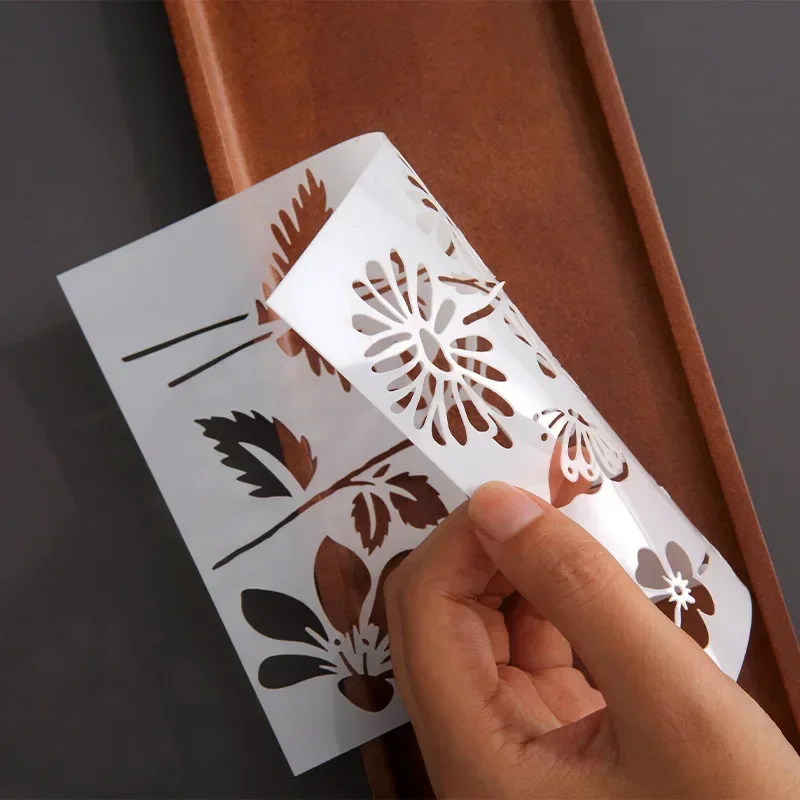 5pcs Creative Floral Butterfly Leaf Stencils for Scrapbook Journal Aesthetic Flower Plastic Painting Furniture Template