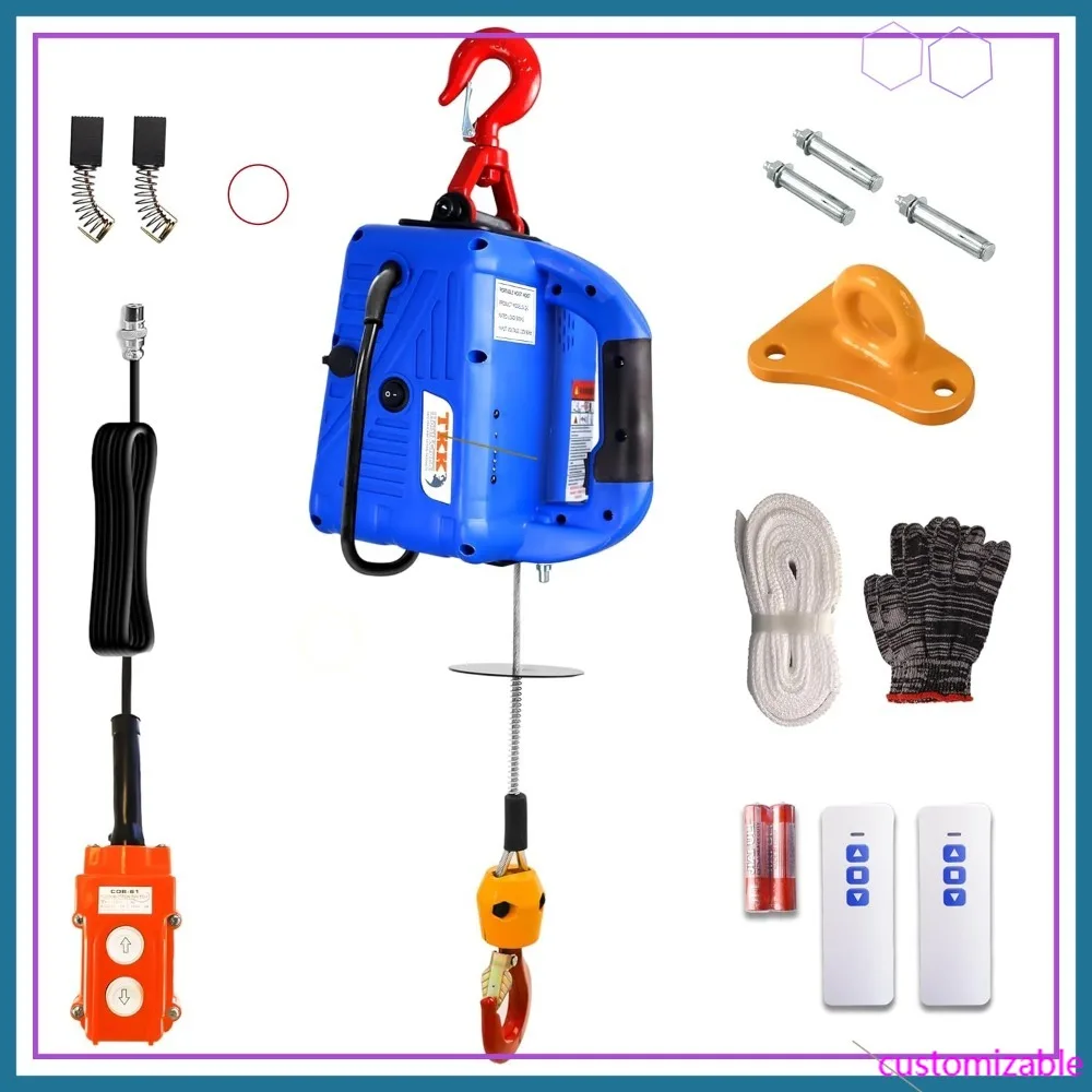 

Электрическая лебедка 1500 Вт, грузоподъемность 1100 фунтов, управление 3-в-1 с беспроводным пультом для складов и заводов