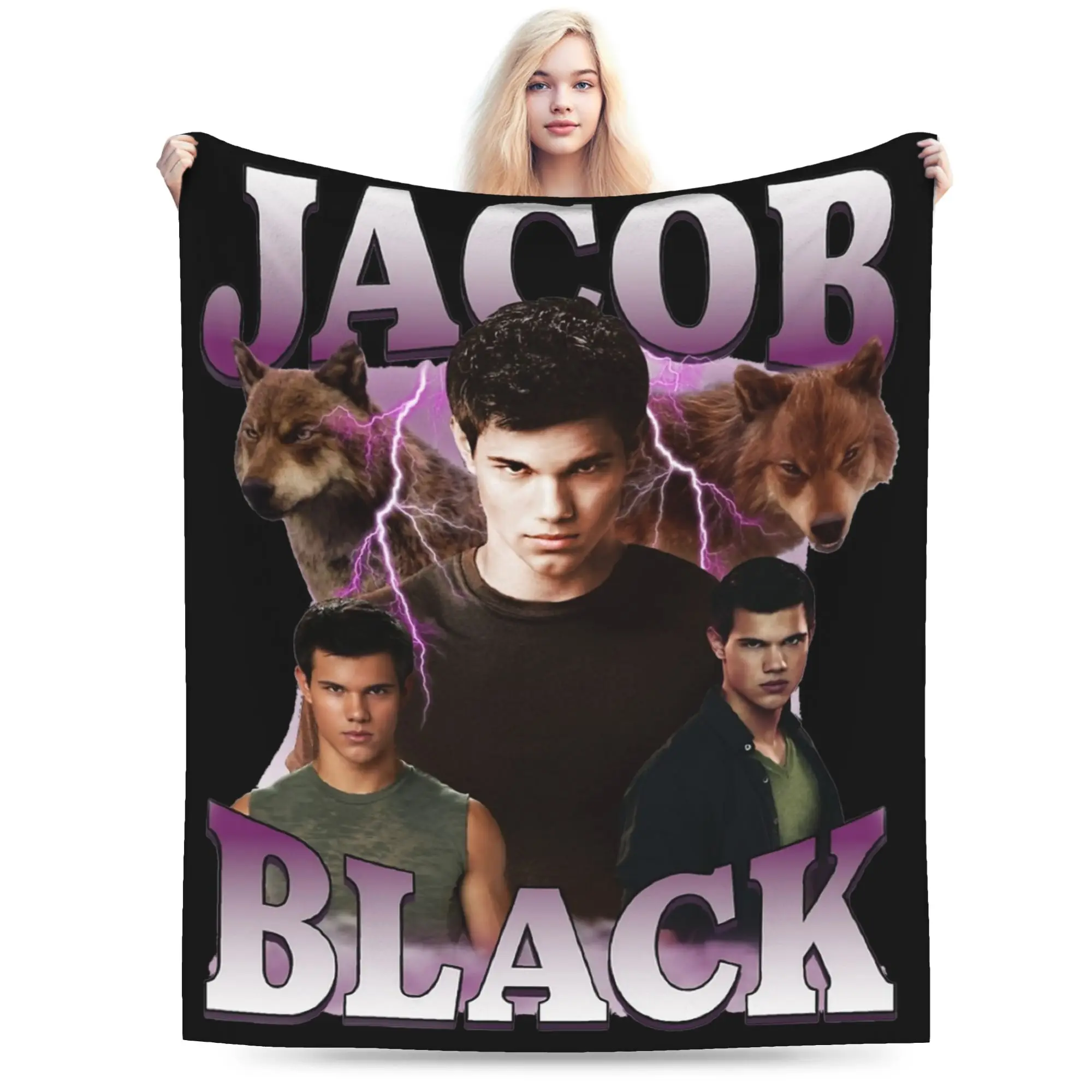 Twilight Jacob Black Blanket Coral Fleece Plush Spring/Autumn  Portable Soft Throw Blankets for Home Bedroom Rug Piece