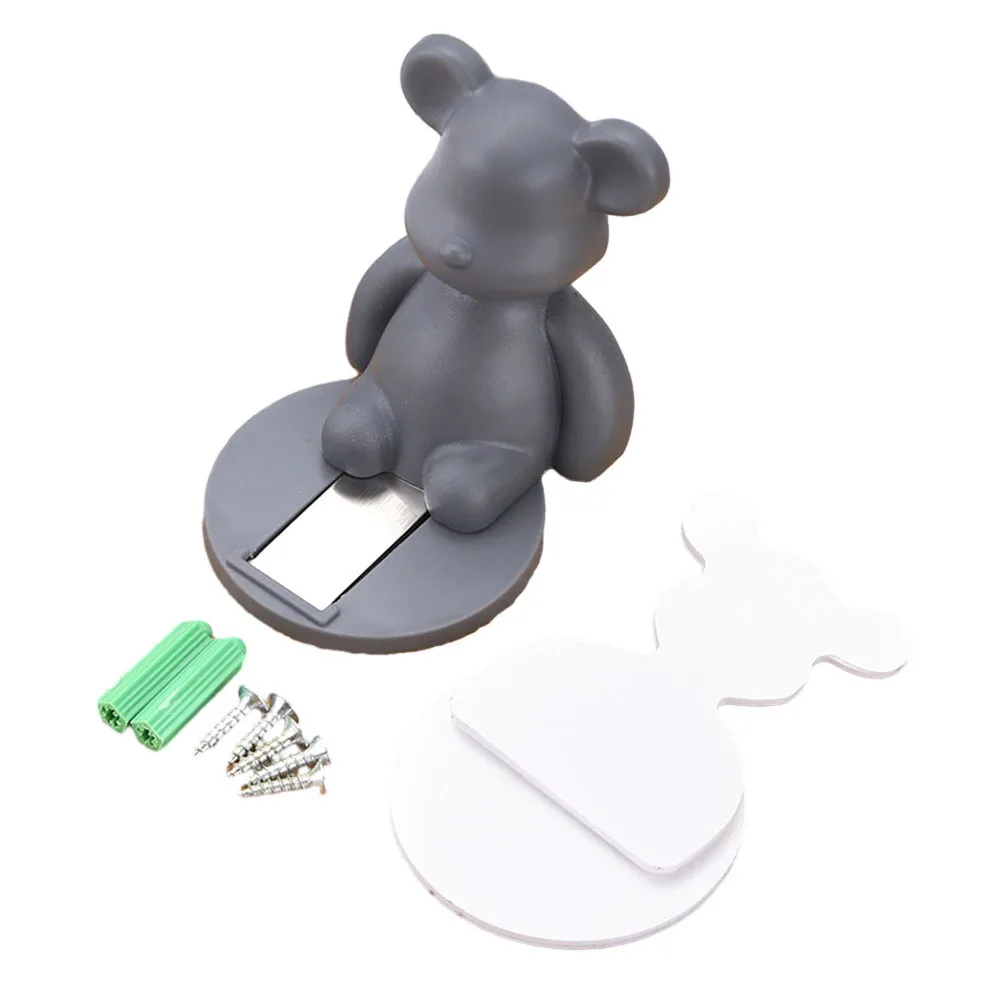 1Pcs PVC Bear Silicone Cute Door Stopper Safety Toys Creative Cartoon Door Stops Non-punch Sticker Door Holder For Kids Room