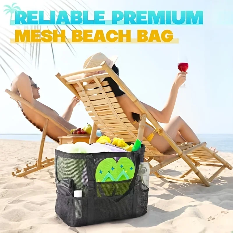 One beach bag, shoes, swimsuits, seaside travel storage bag, multi-functional mesh single-shoulder hand-held swimming bag