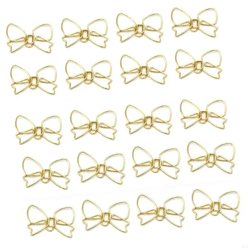 J6PA Bowknot Paper File Clips Metal Paper Clip Small Book Marker Clip for Office