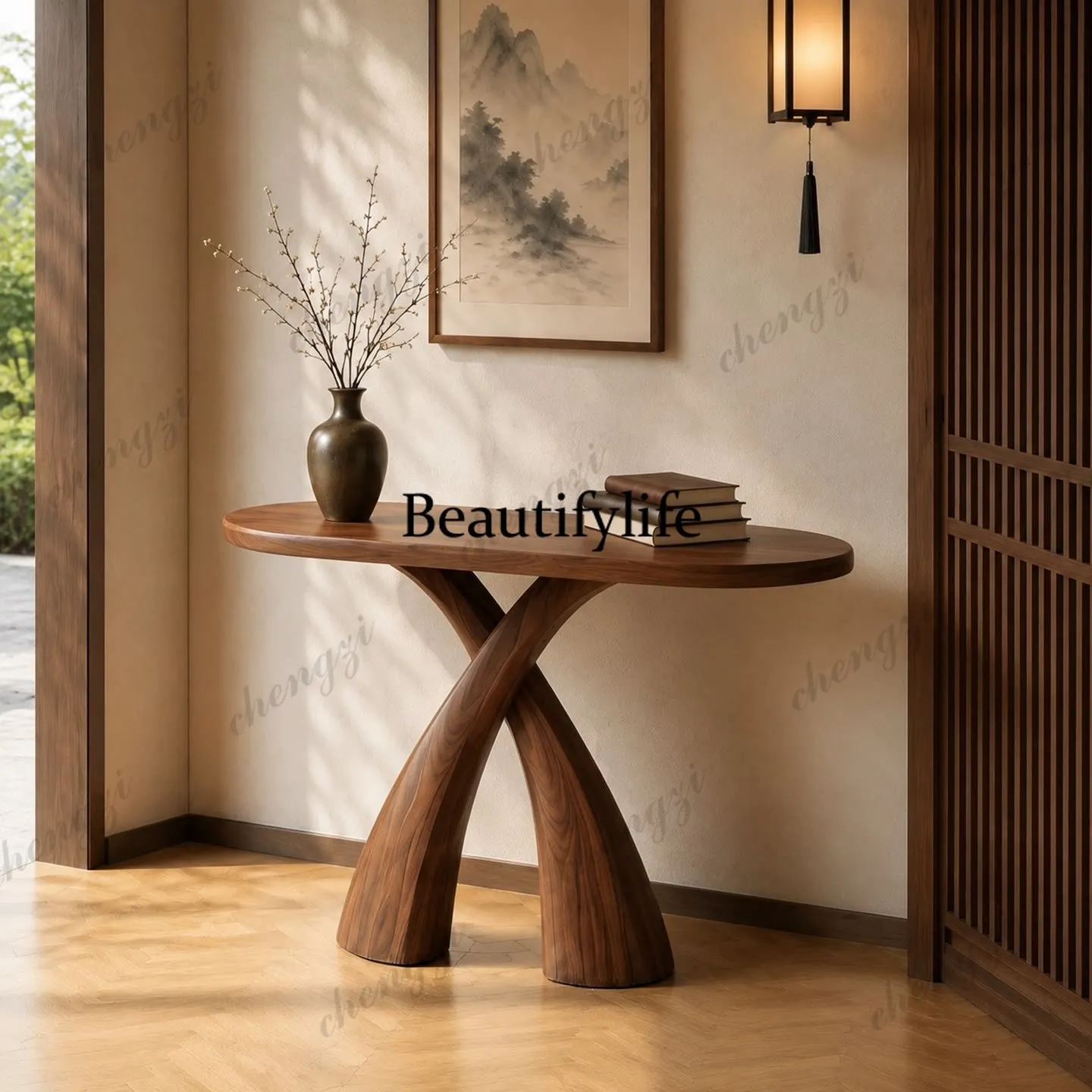 Middle-ancient Song-style aesthetics Solid wood entrance table Homestay wall narrow table Old pine