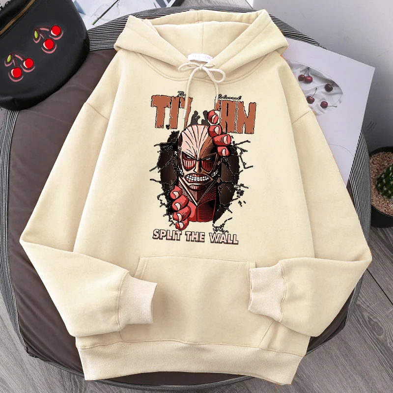 Giant Split The Wall Mens Hoodie Attack On Titan Sweatshirt Casual Harajuku Hoodies Warm Pullover Men Japan Anime Streetwear