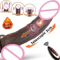 Consolador vibrador de empuje para mujer, juguete sexual, consoladores vibradores realistas negros, estimulación Anal del punto G, consolador vibratorio para masturbación