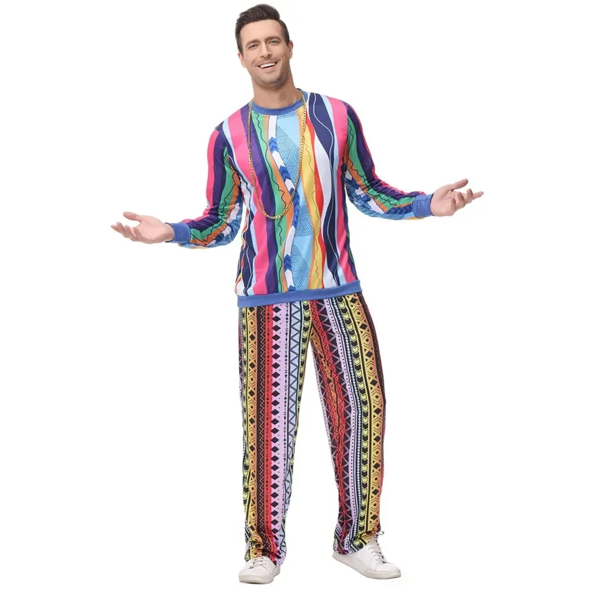 

Carnival Halloween Costume For Men Retro 60s 70s Hippie Cosplay Clothing Music Festival Outfits Party Rock Disco Costumes